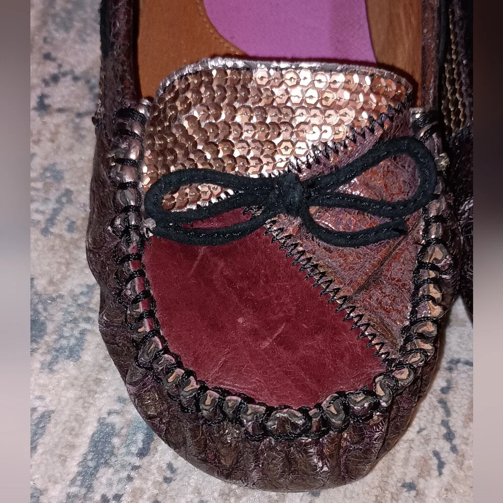 Kenzie Devia snake Print patch Print Slip On Loafers Size 8.5